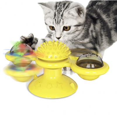 Pet Supplies Spinning Windmill Cat Toy Turntable Funny Cat Toy Scratching and Rubbing Hair Brush